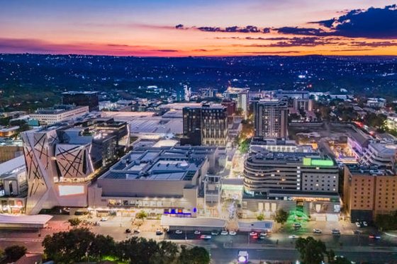 The Rosebank skyline in Johannesburg at dusk